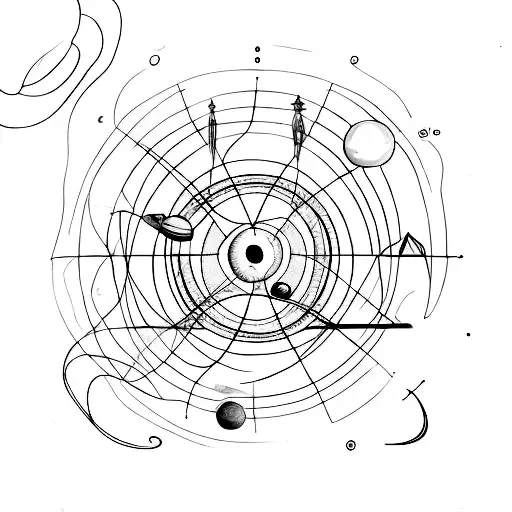 An abstract representation of the solar system with a minimalist touch tattoo design idea