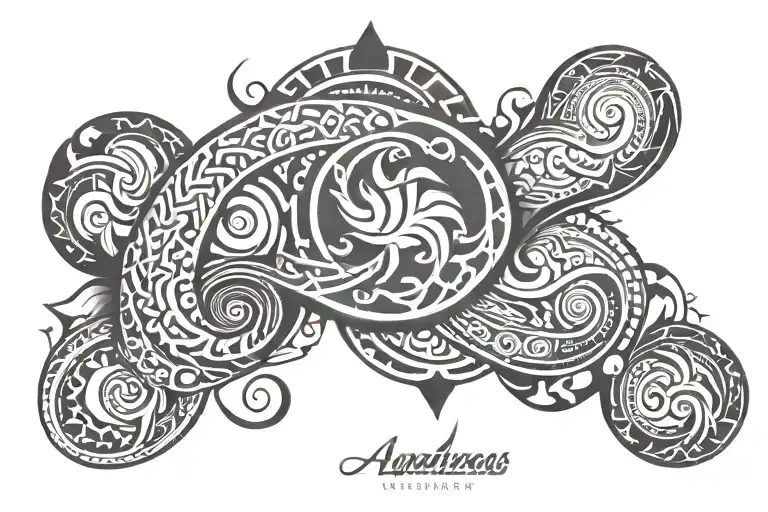 Maori tattoo around the forearm. Meaning family and strength. Integrating the zodiac signs Aquarius and Gemini. tattoo design idea