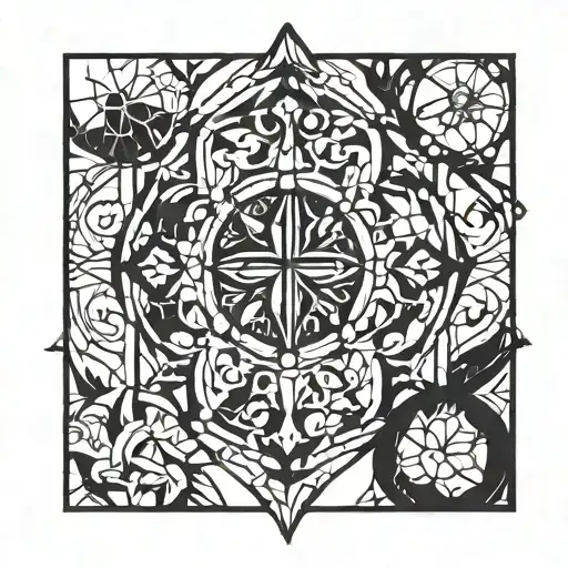 Stained glass window design inspired by church architecture tattoo design idea