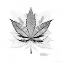 Marijuana leaf transformed into a powerful female figure tattoo design idea