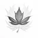 Marijuana leaf transformed into a powerful female figure tattoo design idea