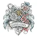 A design that combines both names Giordano and Blessed in a creative way, perhaps intertwining or overlapping them tattoo design idea