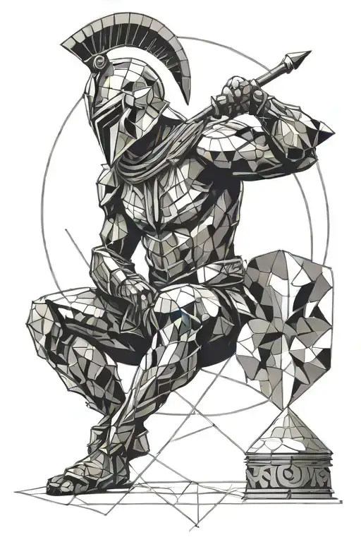 spartan warrior meditating tattoo design idea