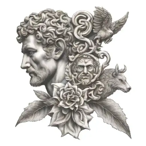 4 symbols of stoicism  tattoo design idea