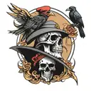 crows with skull and guns with nurses hat and lightning bolt  tattoo design idea