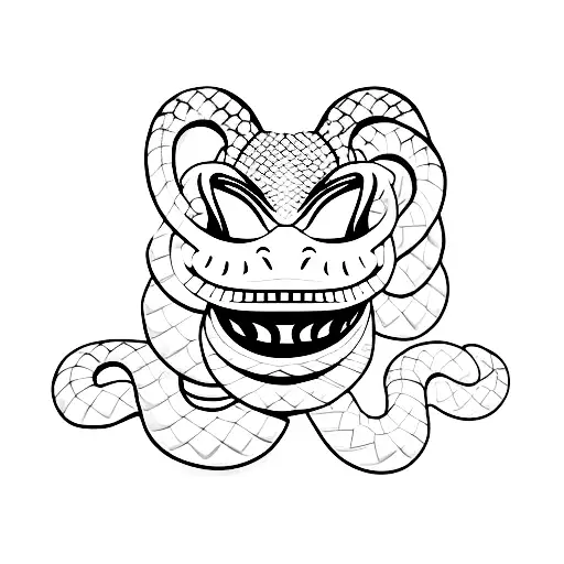 A drag queen wearing a snake as a boa tattoo design idea