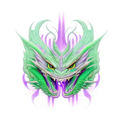 green dragon with purple eyes tattoo design idea