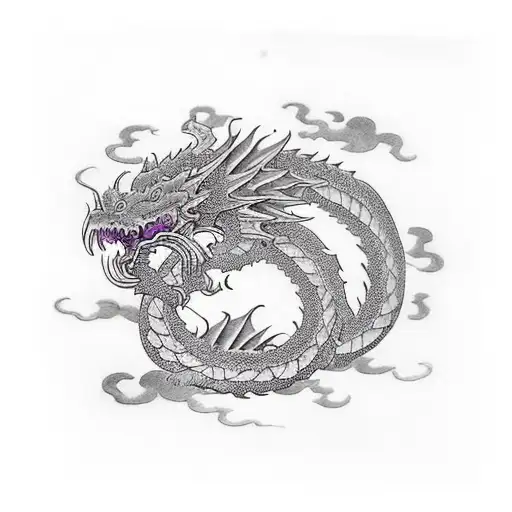 green dragon with purple eyes tattoo design idea