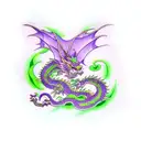 green dragon with purple eyes tattoo design idea