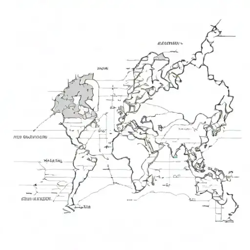 World Map with pins in the following countries. Egypt, Mauritis, South Africa, China, Hong Kong, Israel, Japan, Jordan, tattoo design idea