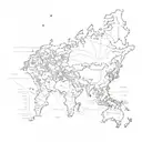 World Map with pins in the following countries. Egypt, Mauritis, South Africa, China, Hong Kong, Israel, Japan, Jordan, tattoo design idea