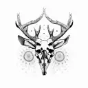deer skull with turkey spurs tattoo design idea