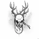 deer skull with turkey spurs tattoo design idea