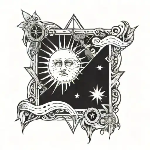 mystical sun tarot card tattoo design idea