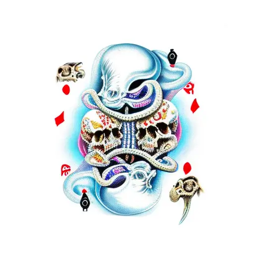 Snake with skulls tattoo design idea