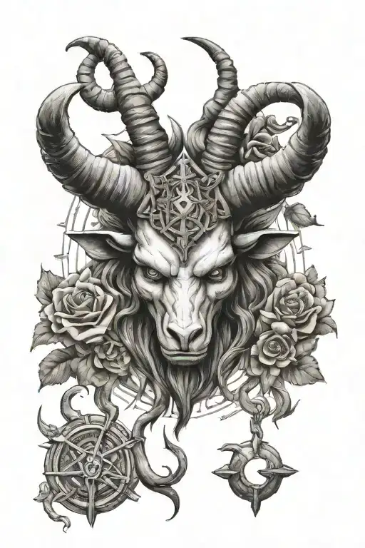 baphomet tattoo design in semi realism    tattoo design idea