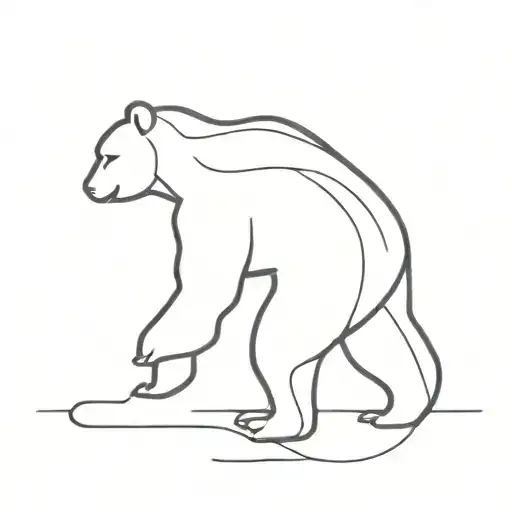 Bear walking, no background, black surrounding, simplistic  tattoo design idea