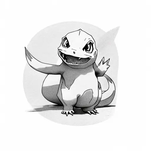 charmander standing semi realistic tattoo design idea