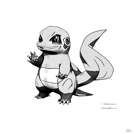 charmander standing semi realistic tattoo design idea