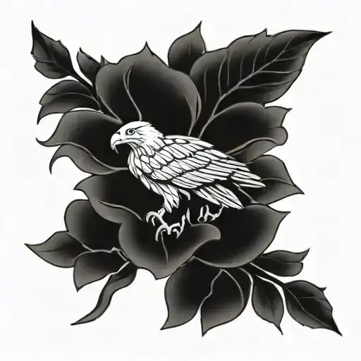 Eagle and Peonies And Snake tattoo design idea