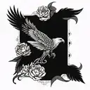 Eagle and Peonies And Snake tattoo design idea