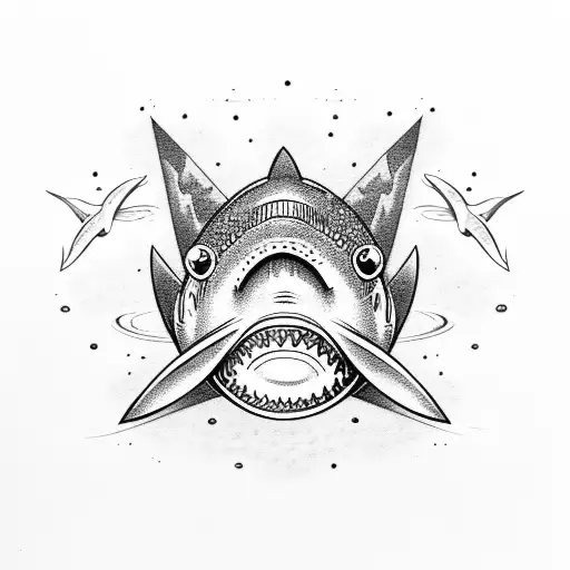 lawn chair with shark tooth tattoo design idea
