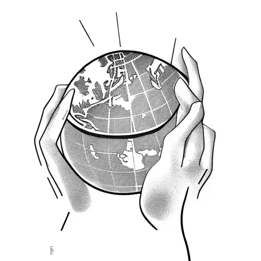 A hand attached to a globe by strings tattoo design idea