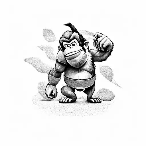 donkey kong holding a barrel  tattoo design idea