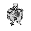 a skeleton with dumbbells tattoo design idea