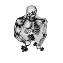 a skeleton with dumbbells tattoo design idea