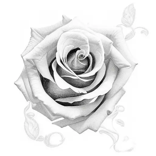 Rose with it's long stem tattoo design idea