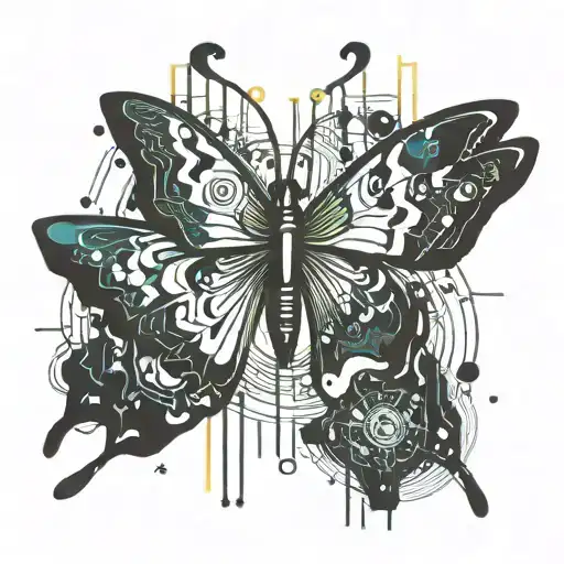 butterfly and moon dripping tattoo design idea