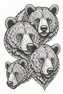 three bear faces tattoo design idea