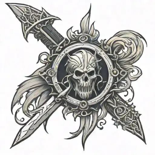 elden ring inspired tatto with a sword tattoo design idea