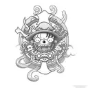 one piece with coding implemented  its size sould be a sleeve  tattoo design idea