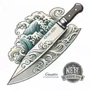 chef knife with waves inside of it  tattoo design idea
