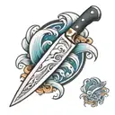chef knife with waves inside of it  tattoo design idea