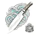 chef knife with waves inside of it  tattoo design idea