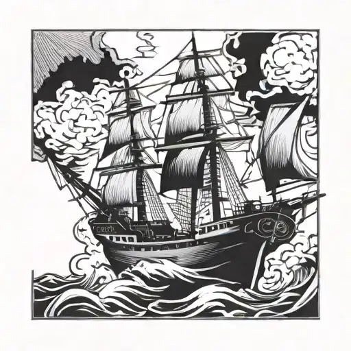 ship burning   tattoo design idea