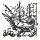 ship burning   tattoo design idea