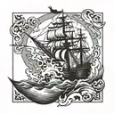 ship burning   tattoo design idea