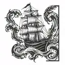 ship burning   tattoo design idea