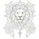 lion and compass  tattoo design idea