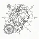 lion and compass  tattoo design idea