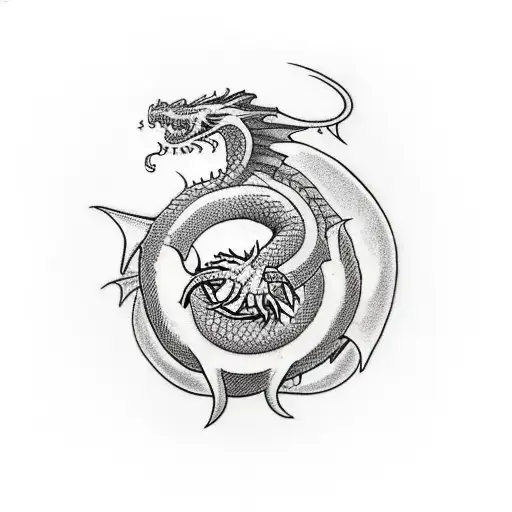 Dragon Ouroboros eat himself tattoo design idea