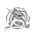 Dragon Ouroboros eat himself tattoo design idea