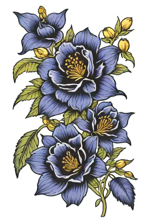carnation,violet, daffodil, daisy, larkspur,poppy, morning glory, marigold, peony, holly, lily, rose tattoo design idea