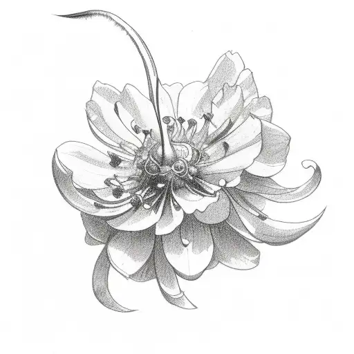 cosmo, marigold, carnation, snowdrop flower tattoo design idea