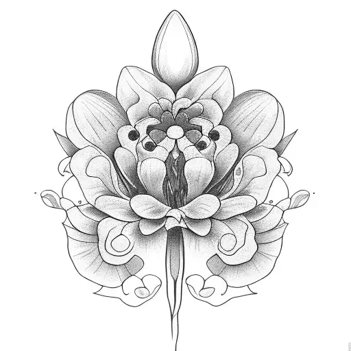 cosmo, marigold, carnation, snowdrop flower tattoo design idea