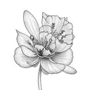 cosmo, marigold, carnation, snowdrop flower tattoo design idea